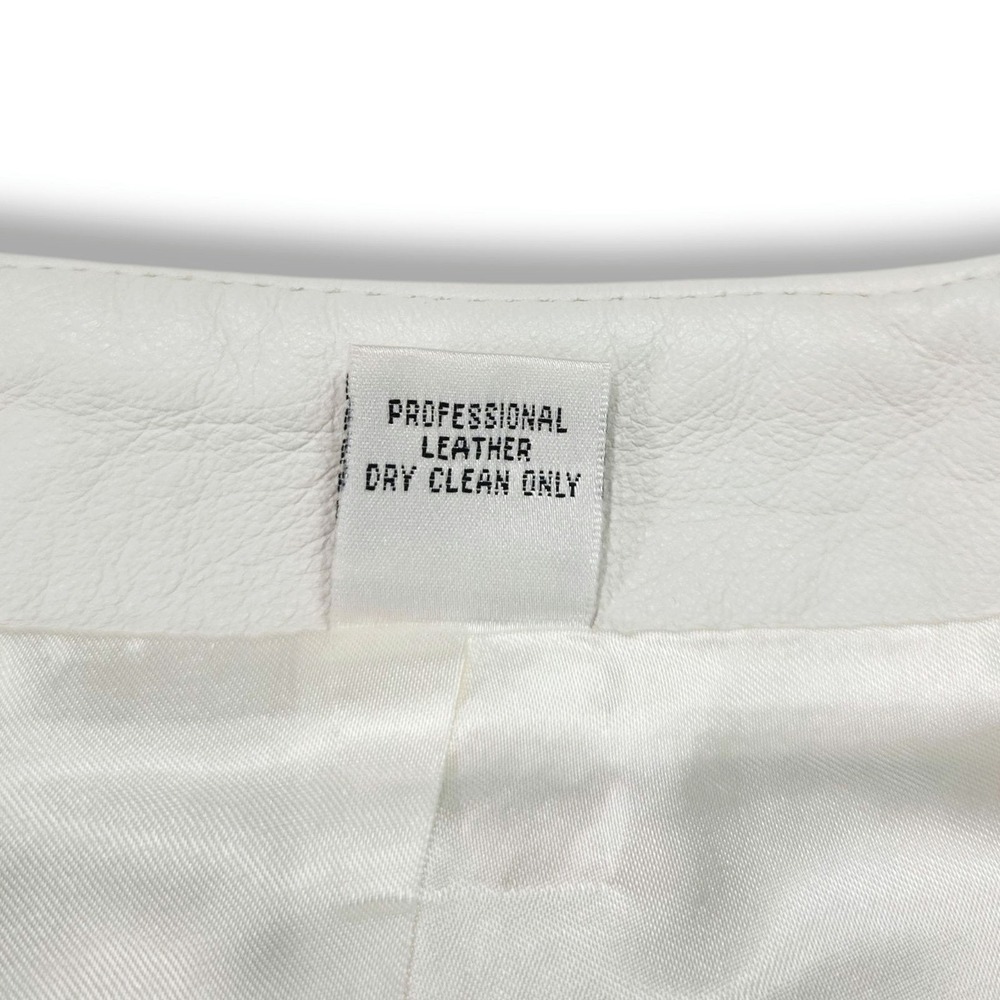 Cache Vintage Genuine Leather Pants Embroidered Floral Whipstitch Ivory White 6 - Picture 9 of 12